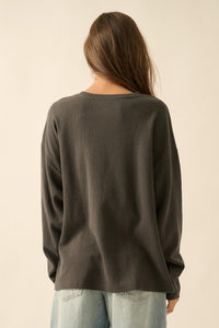 Don't Cry Cowboy Oversize Thermal Graphic Top