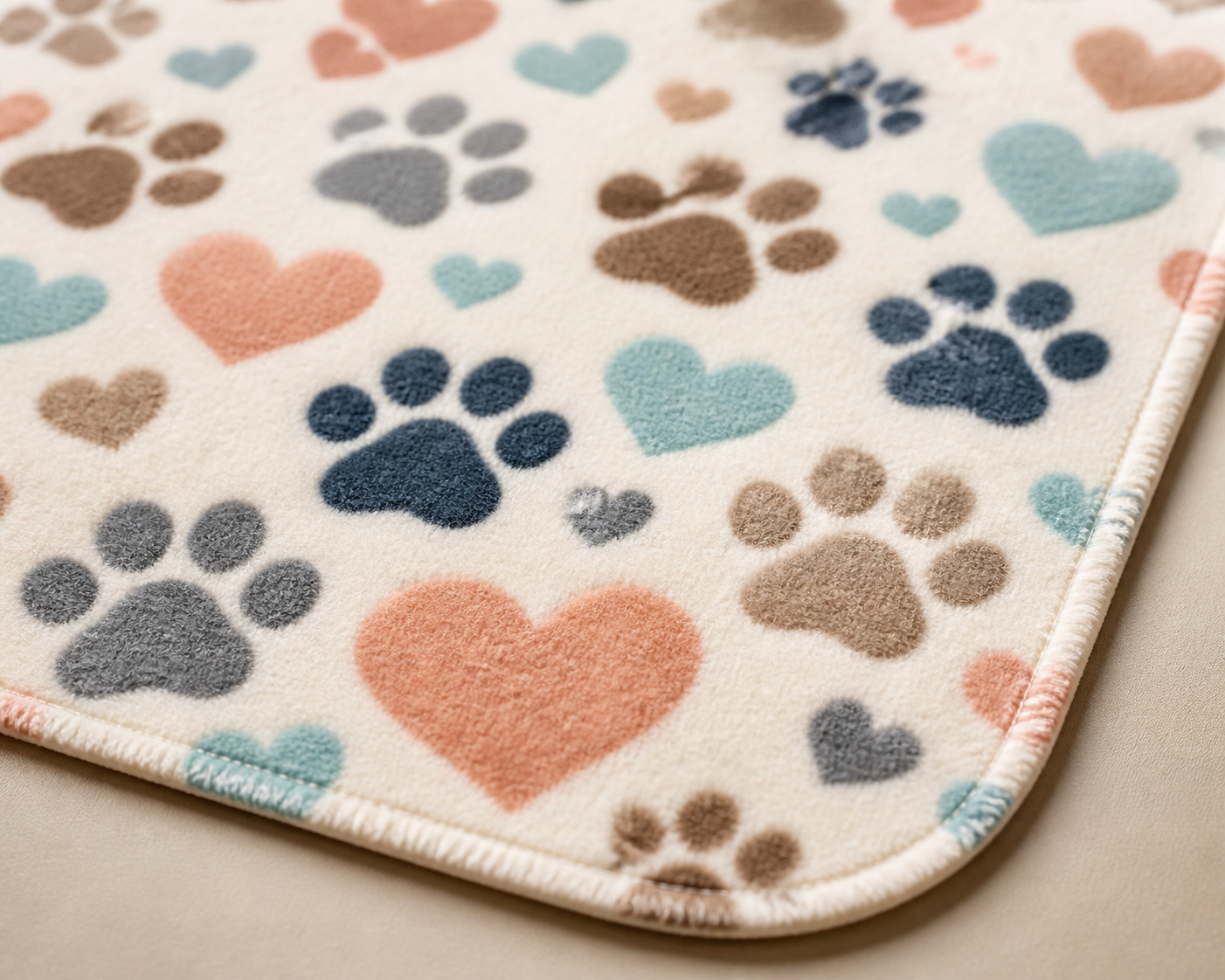 Paw Print Heart Pattern Throw Blanket Flannel