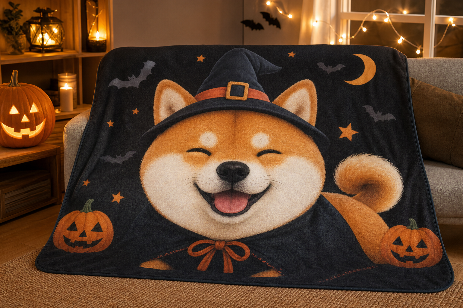 Charming Shiba Inu Smile Throw Blanket Flannel
