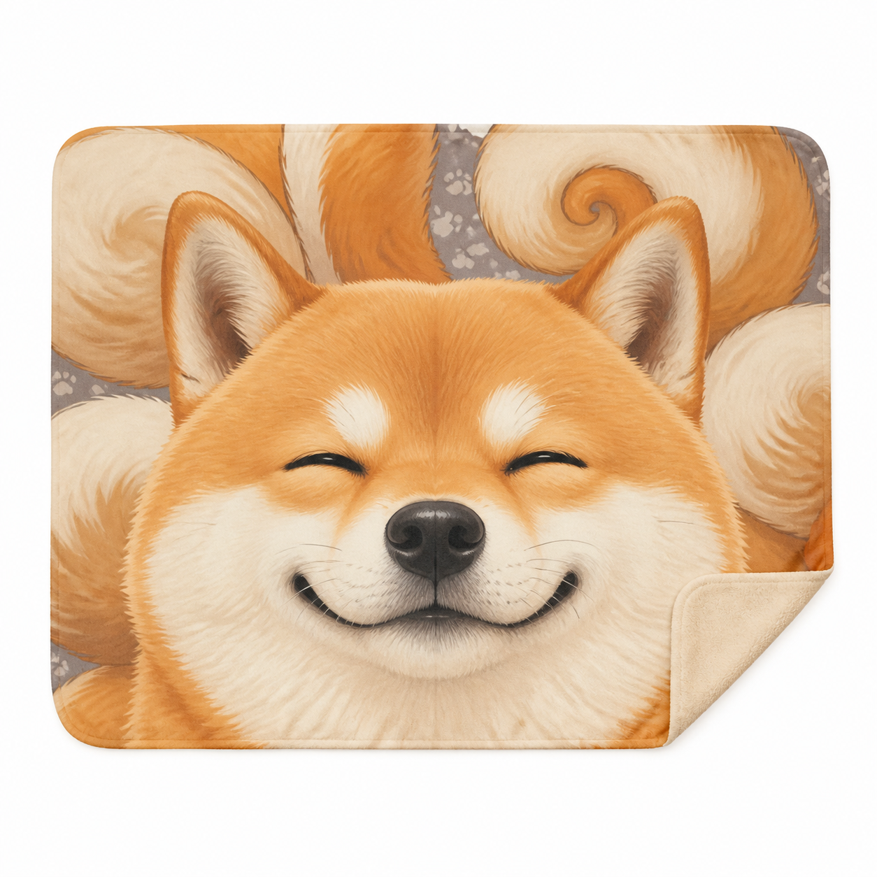 Charming Shiba Inu Smile Throw Blanket Flannel