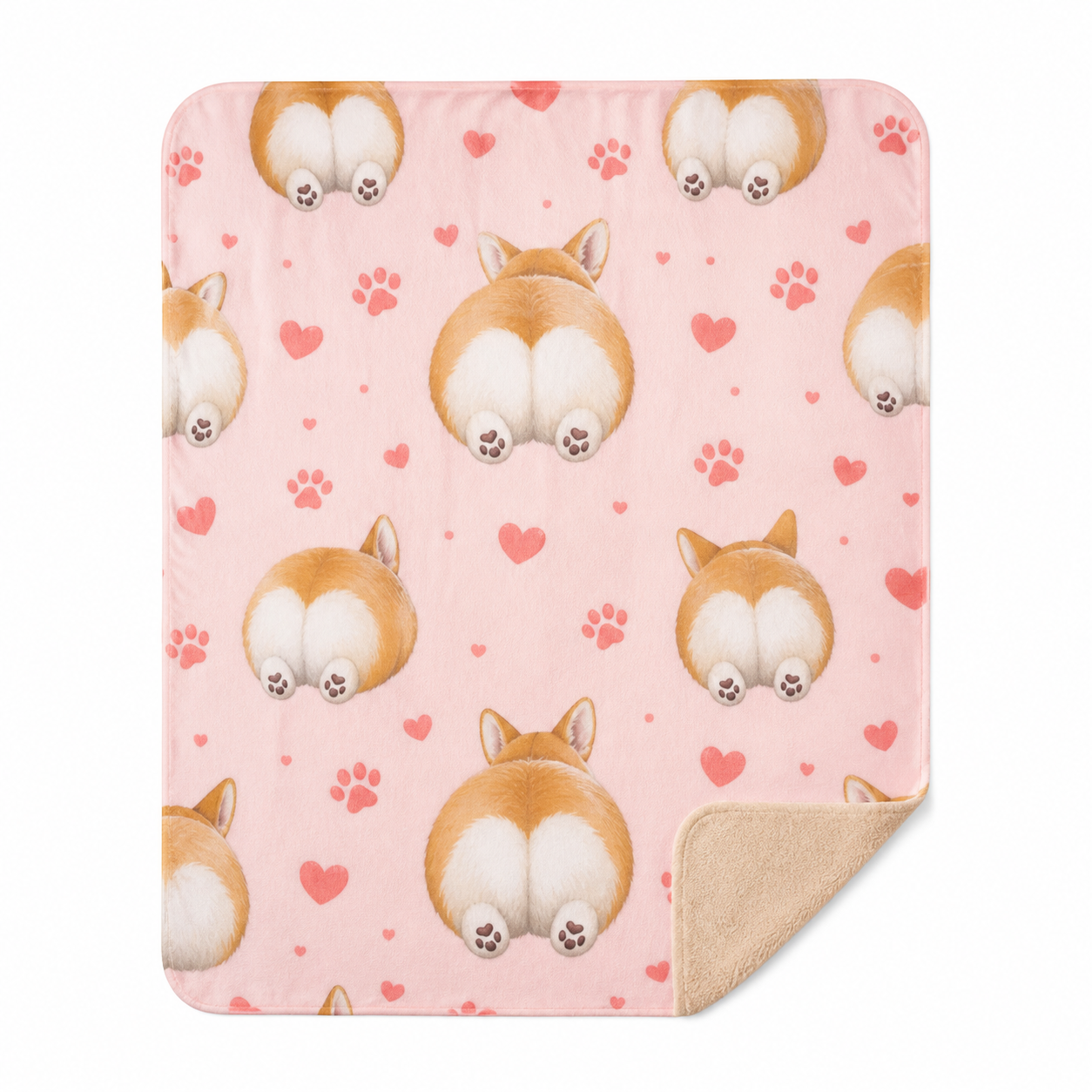 Corgi Butt Print Throw Blanket Flannel