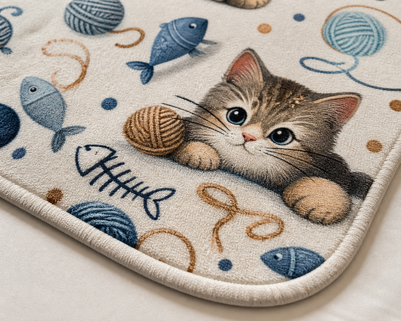 Cute Cat Fishing Dream Throw Blanket Flannel