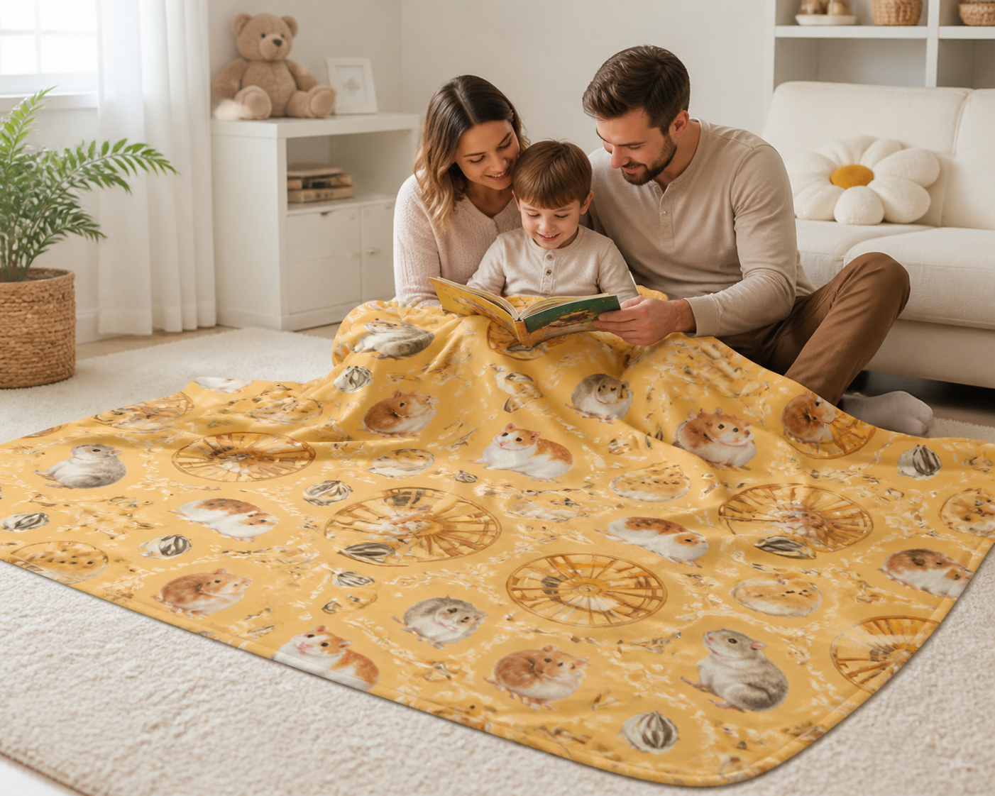 Adorable Sunflower Throw Blanket Hamster Flannel