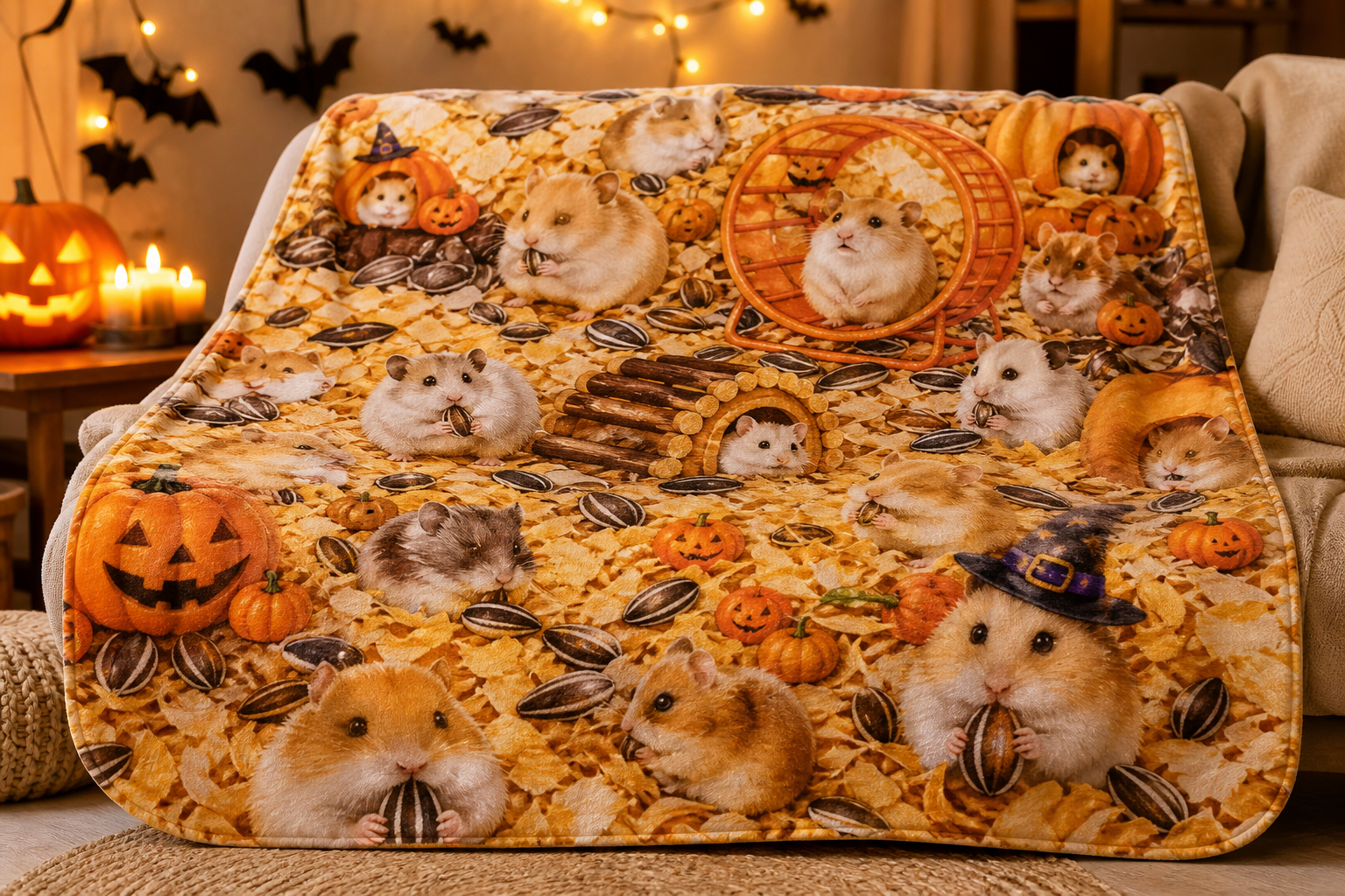 Adorable Sunflower Throw Blanket Hamster Flannel
