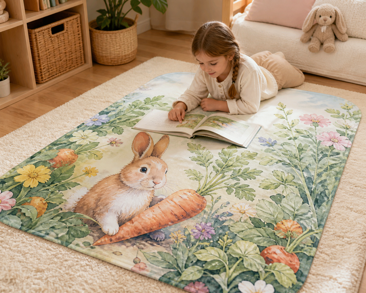 Adorable Rabbit Garden Throw Blanket Flannel