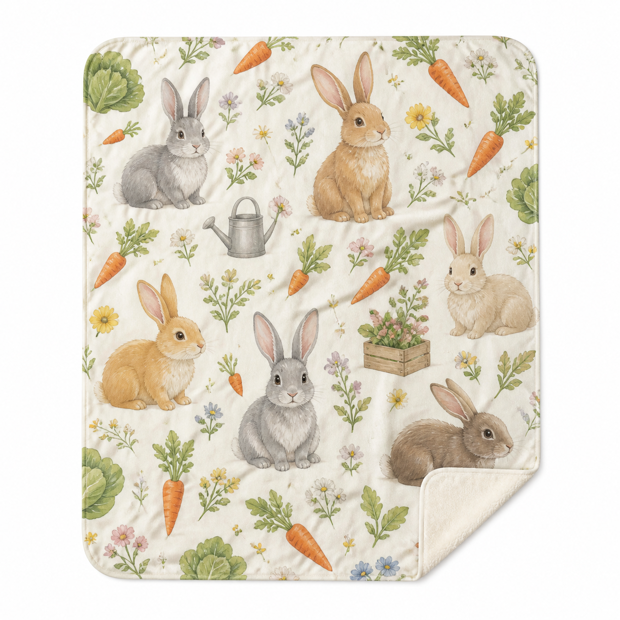 Adorable Rabbit Garden Throw Blanket Flannel