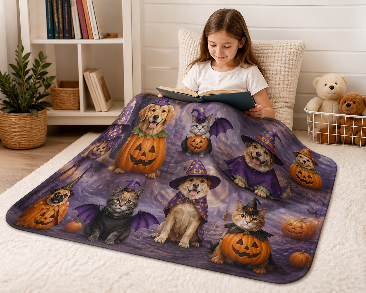 Halloween Pet Costume Throw Blanket Flannel