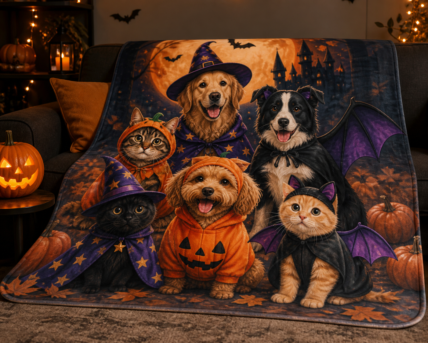 Halloween Pet Costume Throw Blanket Flannel