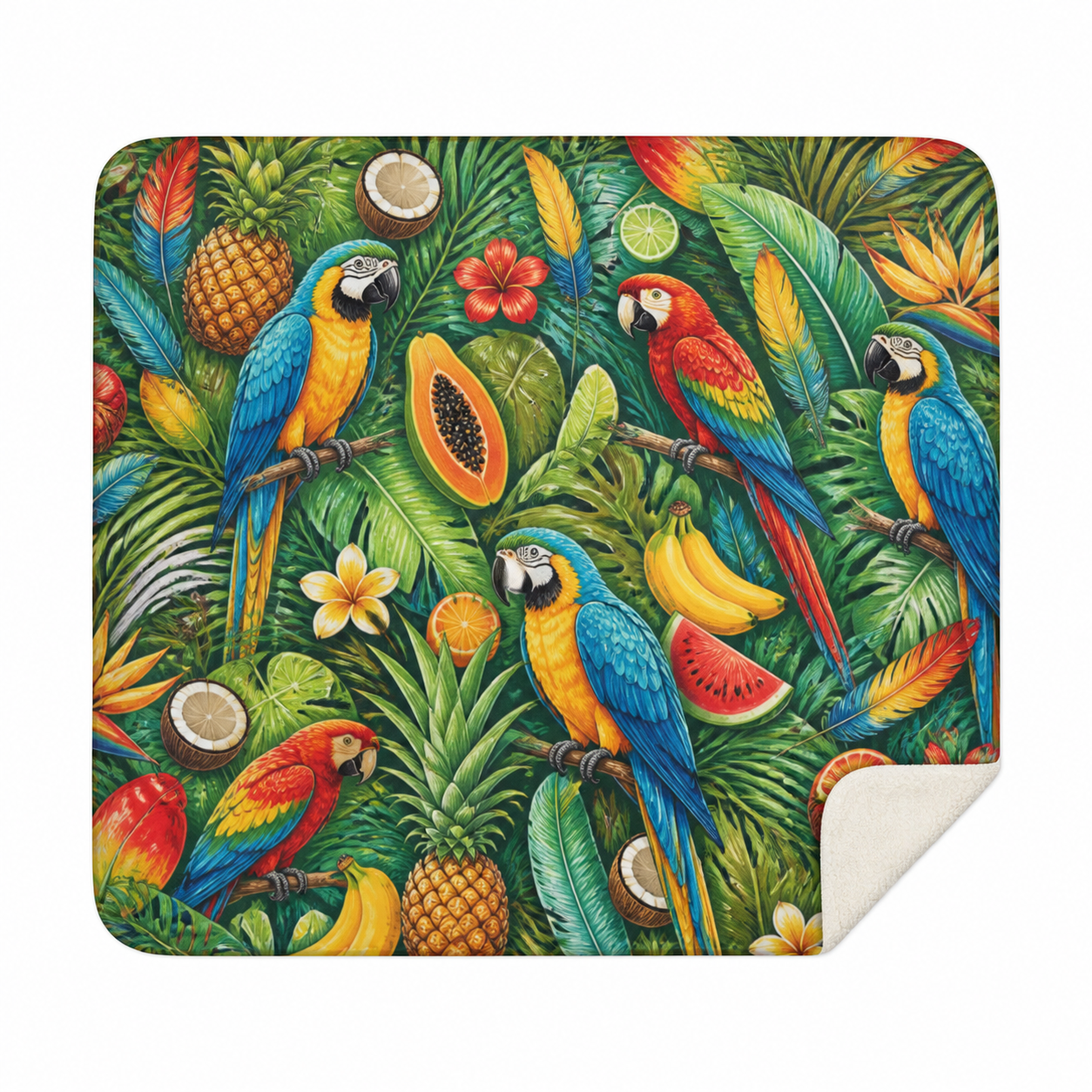 Tropical Parrot Print Throw Blanket Flannel