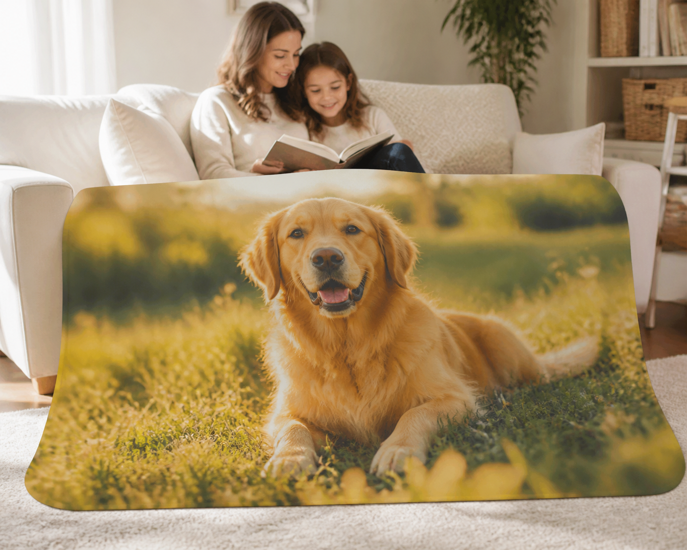 Golden Retriever Sunset Throw Blanket Flannel
