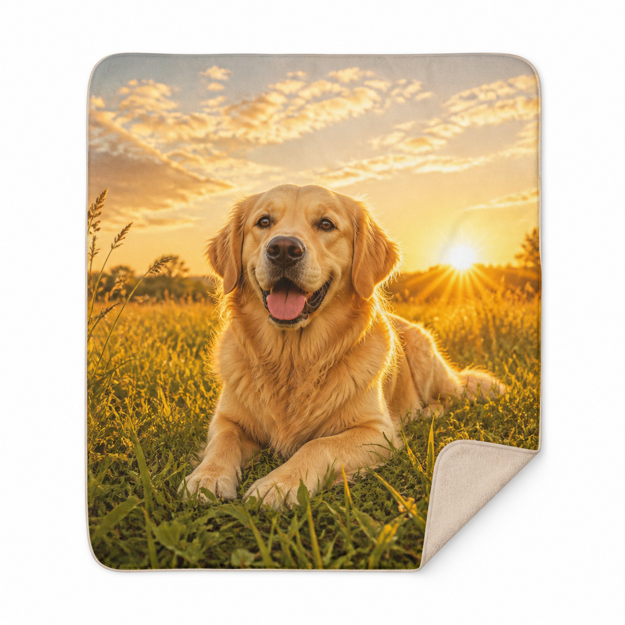 Golden Retriever Sunset Throw Blanket Flannel