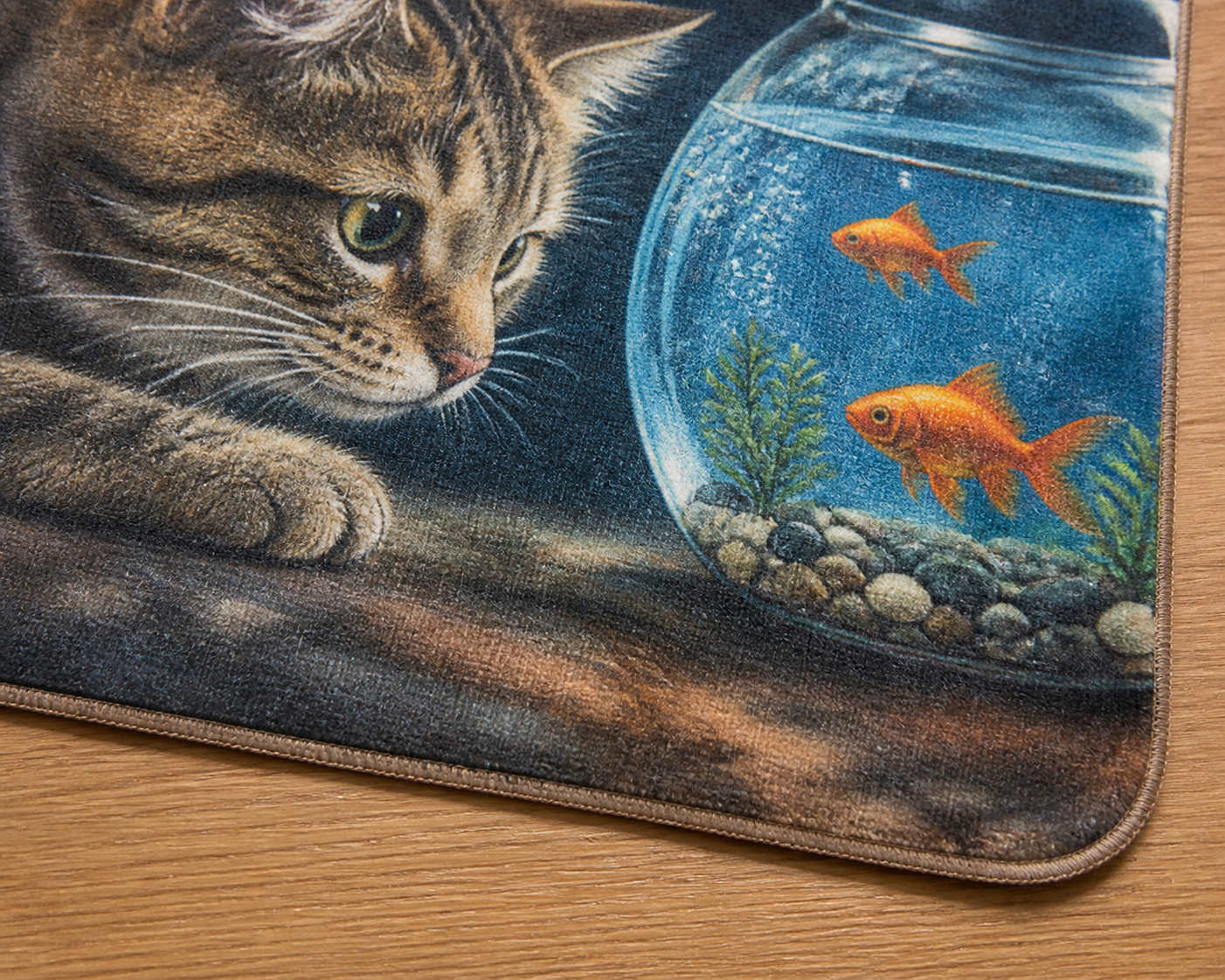 Cute Kitten Fishbowl Mat Flannel