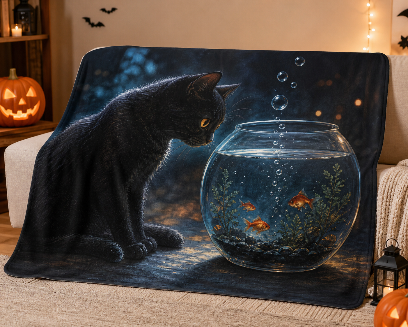 Cute Kitten Fishbowl Mat Flannel