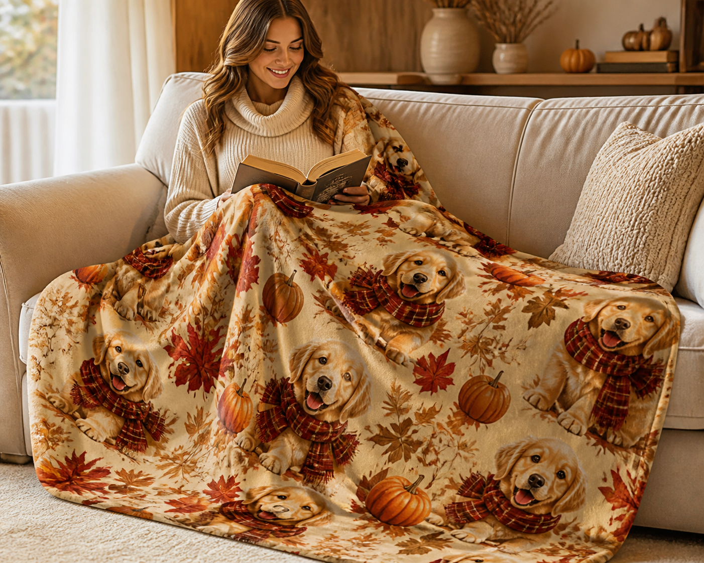 Puppy Plaid Throw Blanket Flannel