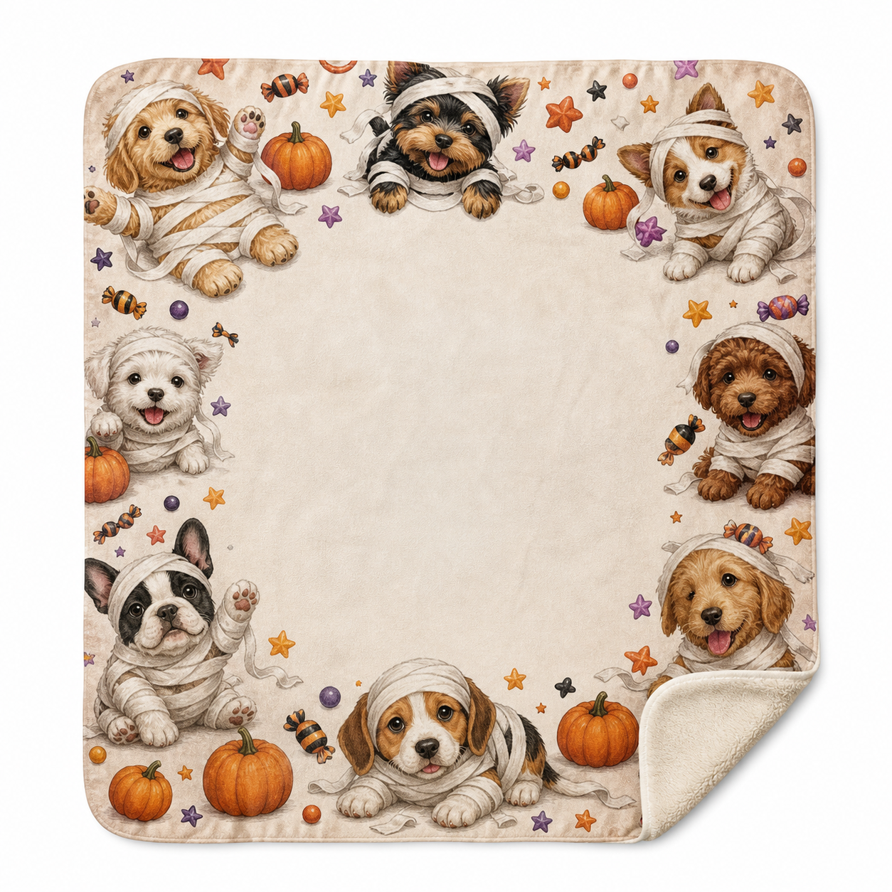 Cute Mummy Puppies Halloween Throw Blanket Flannel