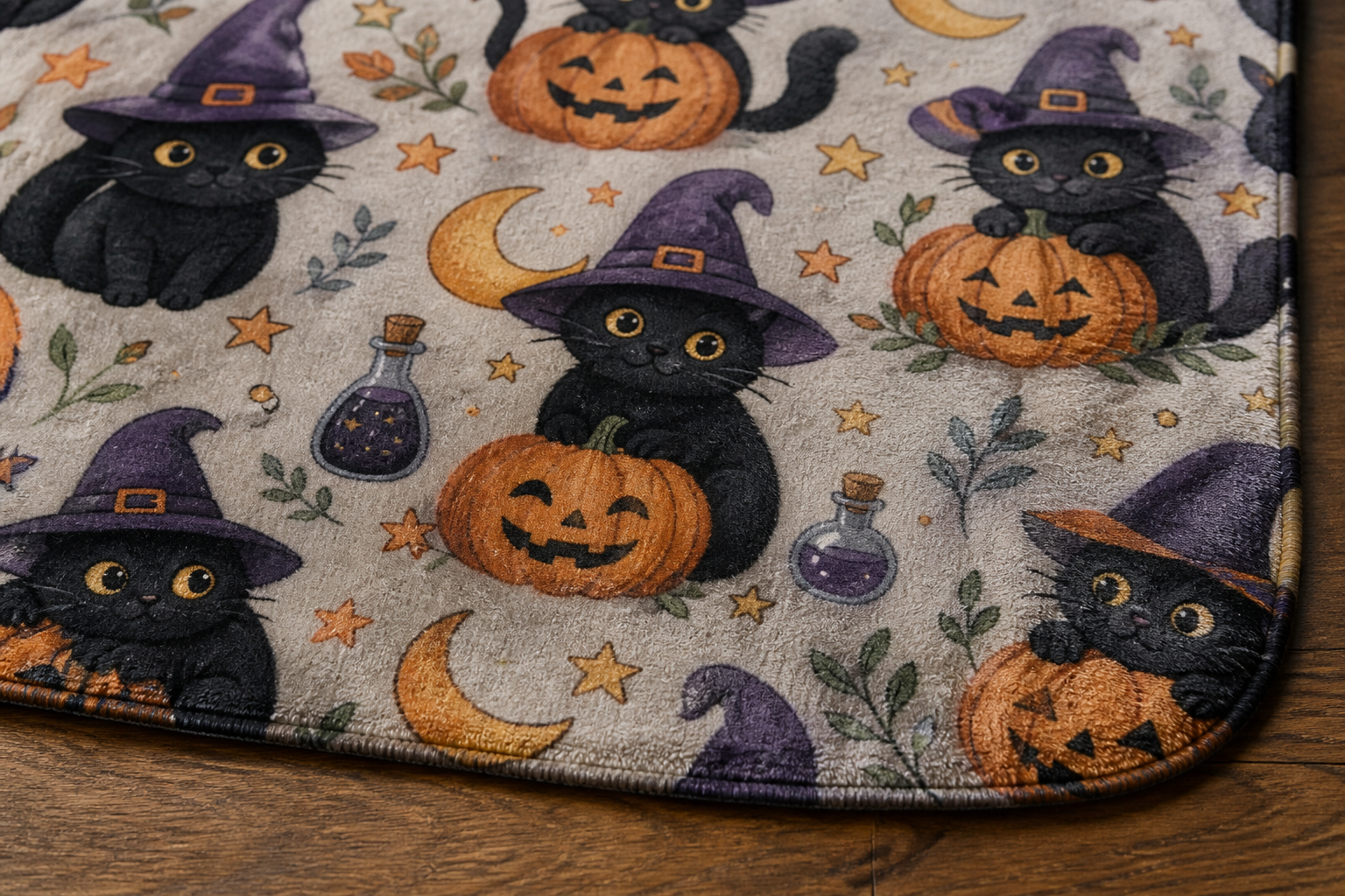 Witch Cat Halloween Throw Blanket Flannel