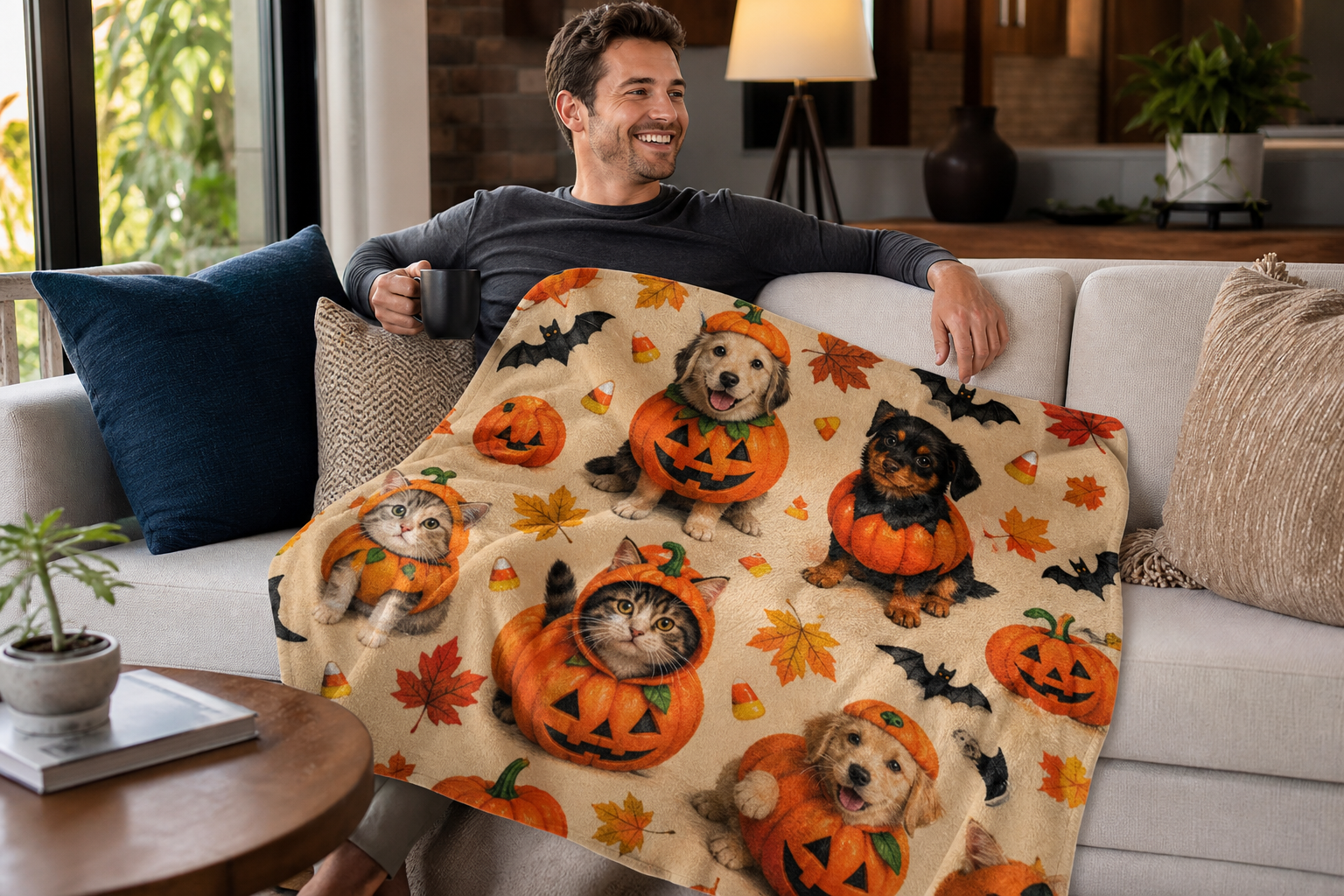 Halloween Pet Pumpkin Blanket Flannel