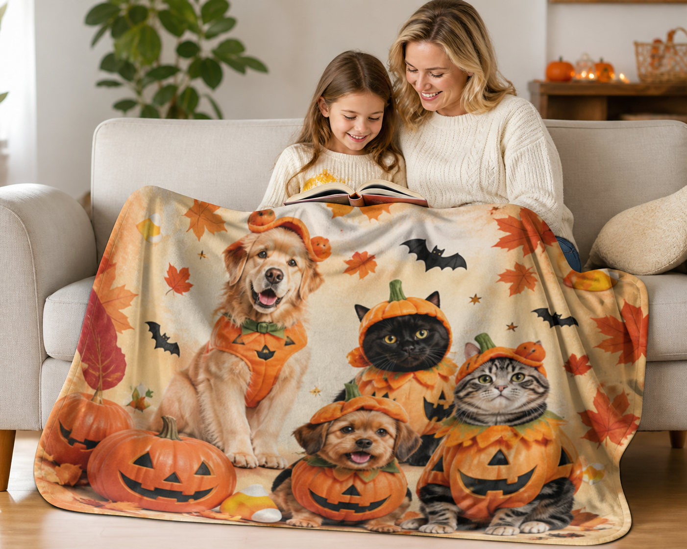 Halloween Pet Pumpkin Blanket Flannel