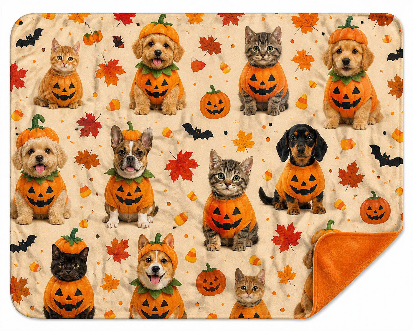 Halloween Pet Pumpkin Blanket Flannel
