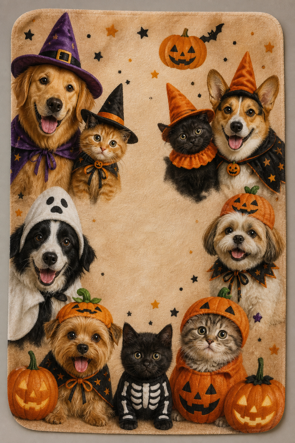 Halloween Pet Family Throw Blanket Flannel