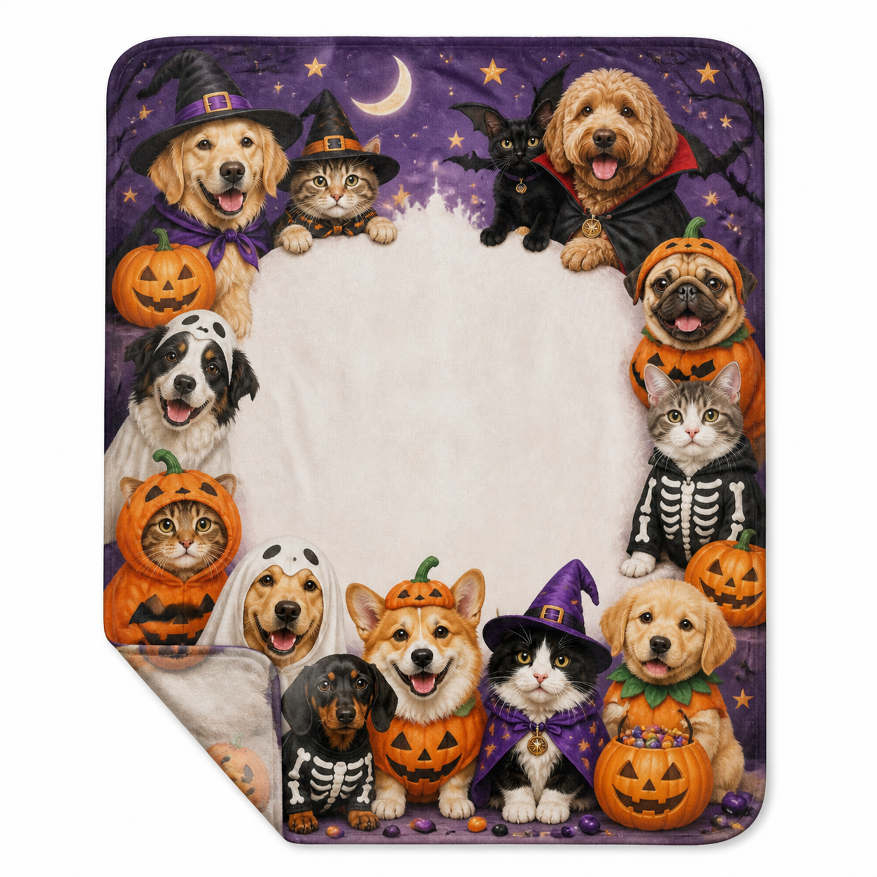 Halloween Pet Family Throw Blanket Flannel