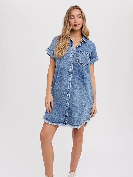 Loose Women's Cardigan Denim Short-sleeved Dress