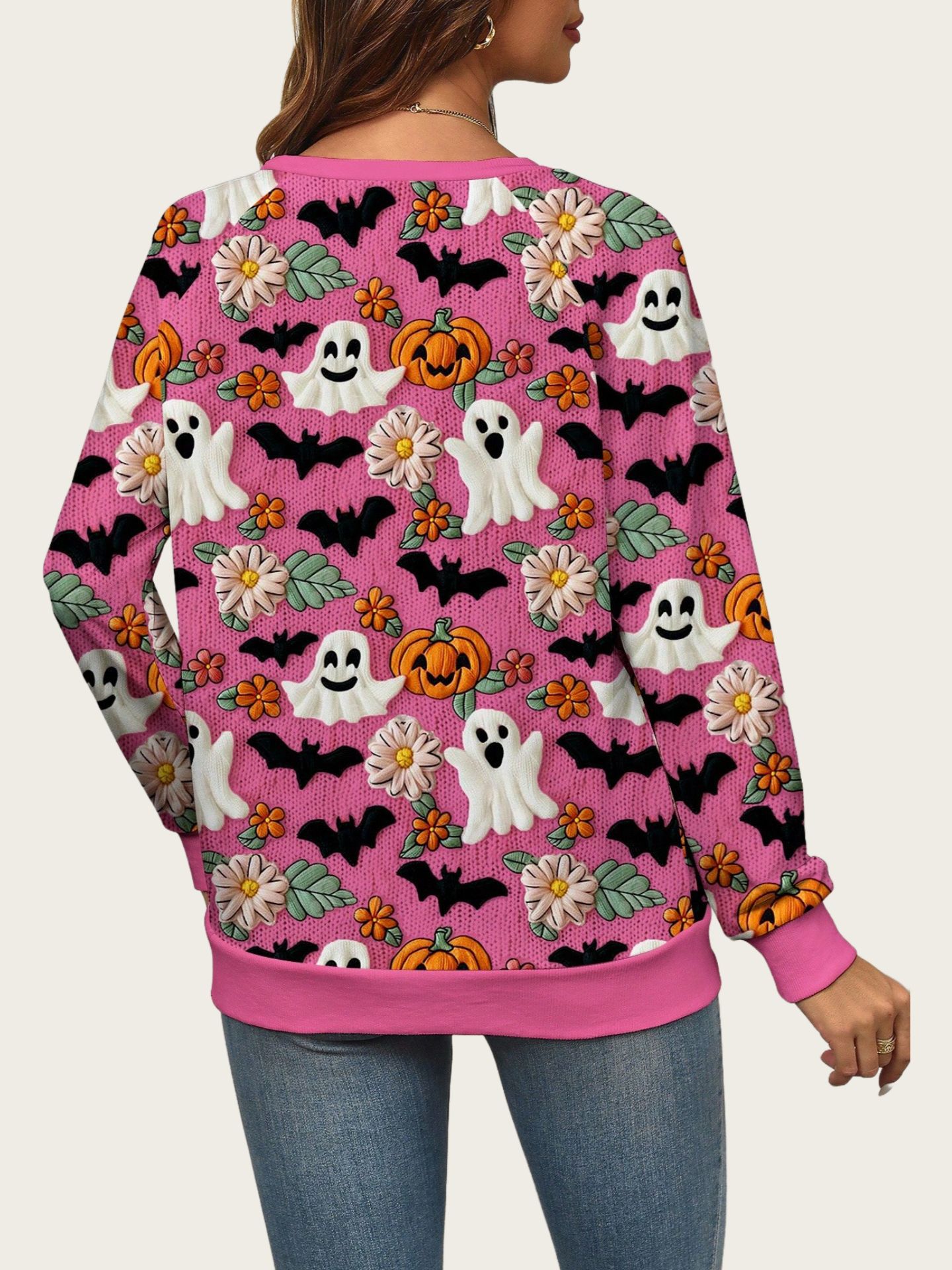Halloween Women's Ghost Pumpkin Halloween Sweatshirt