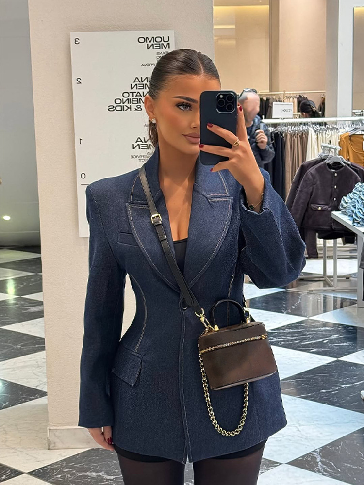 Denim Structured Blazer - Tailored, Chic & Versatile Statement Jacket