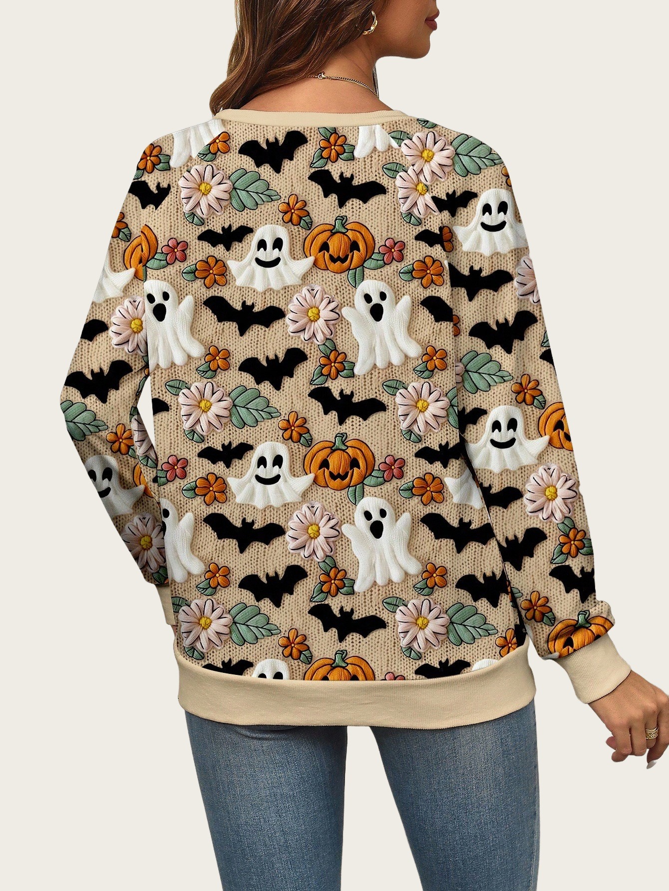 Halloween Women's Ghost Pumpkin Halloween Sweatshirt