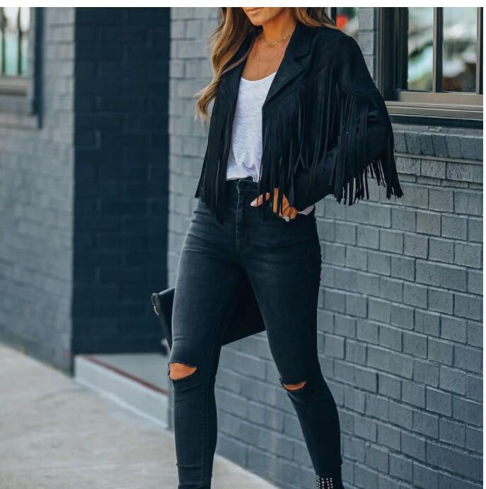 Casual Lapel Tassel Short Jacket