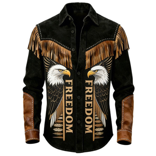 Western Denim Fringe Long Sleeve Jacket