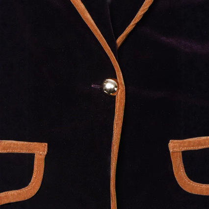 Black Velvet Blazer with Contrast Trim - Luxe