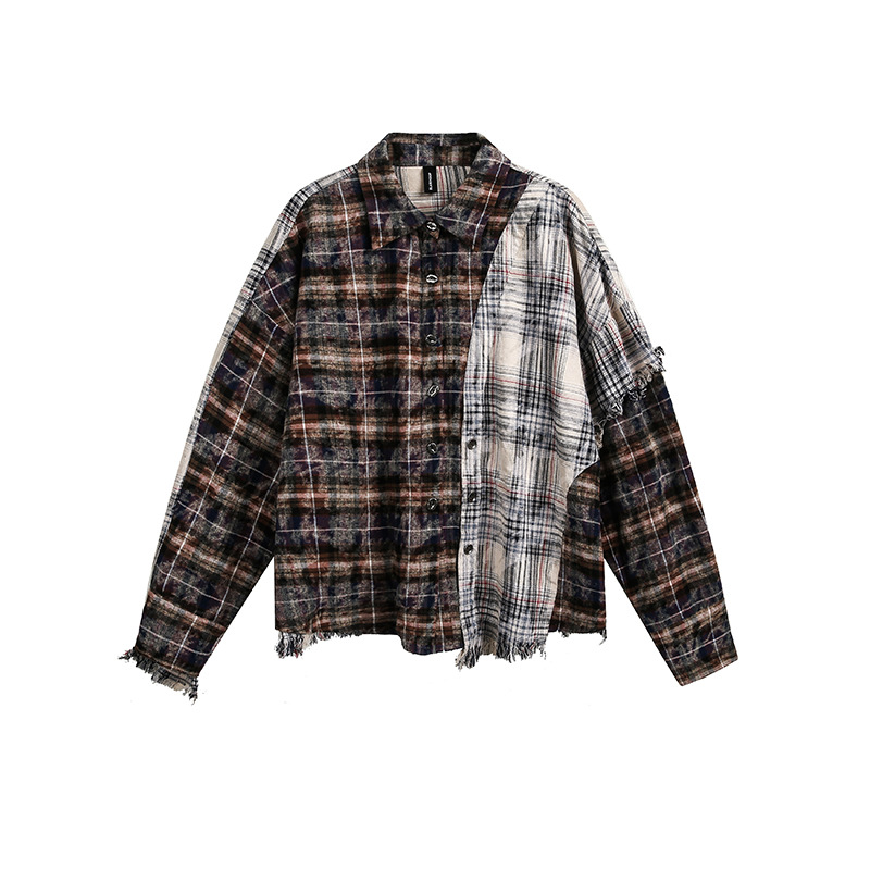 Men's Contrasting Color Patchwork Vintage Shirt