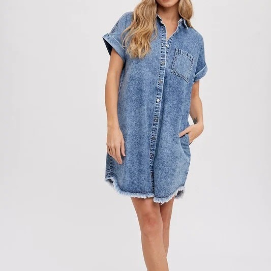 Loose Women's Cardigan Denim Short-sleeved Dress