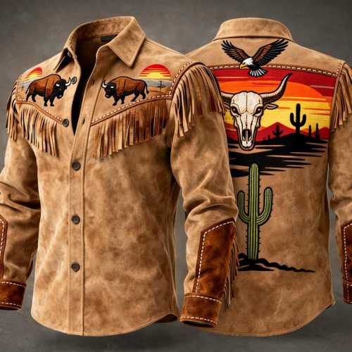 Western Denim Fringe Long Sleeve Jacket