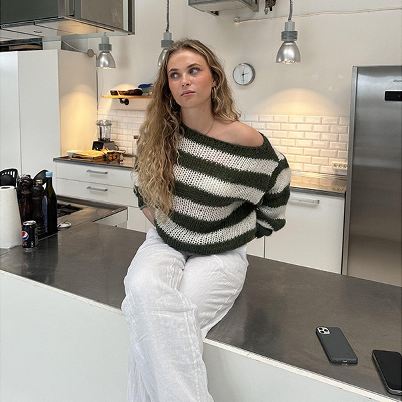 Striped Contrast Long-sleeved Sweater