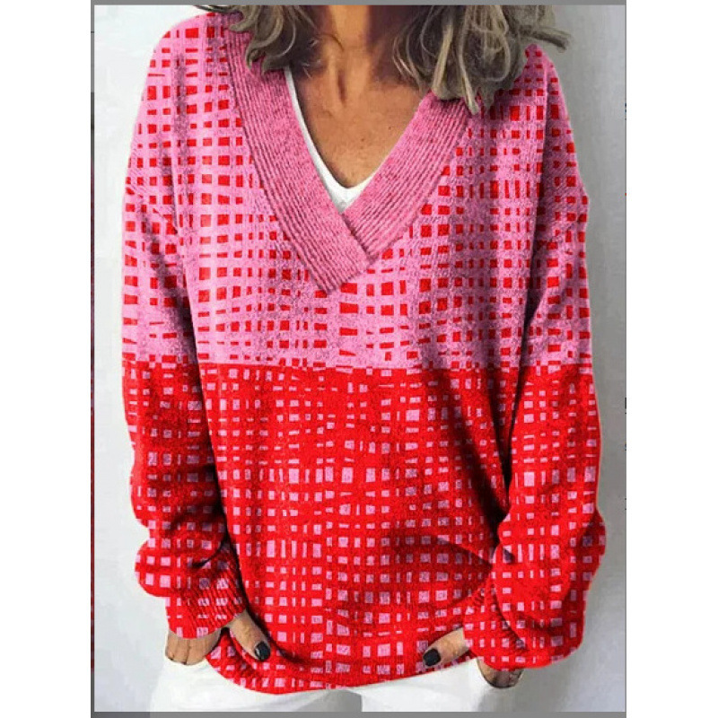 Abstract Art Print Women‘s V-neck Long sleeved Sweater