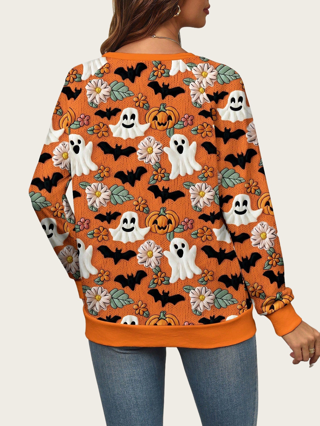 Halloween Women's Ghost Pumpkin Halloween Sweatshirt