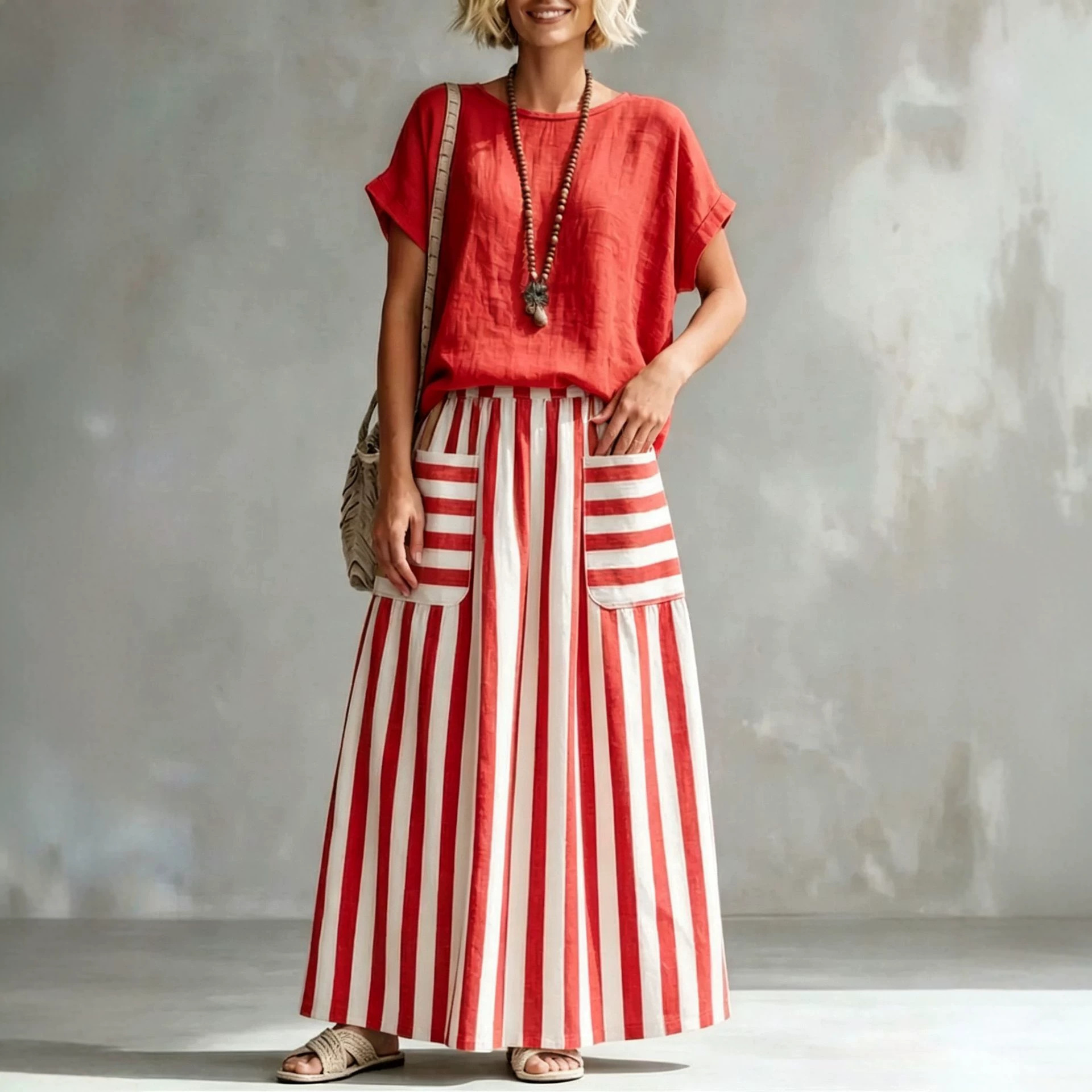 Elegant Striped Midi Dress
