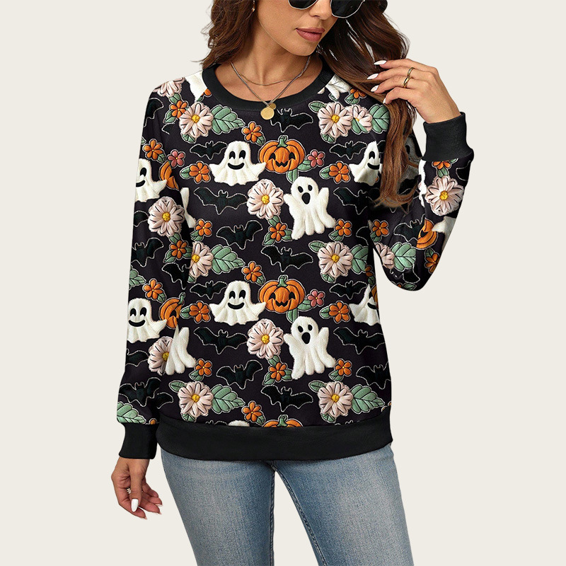 Halloween Women's Ghost Pumpkin Halloween Sweatshirt