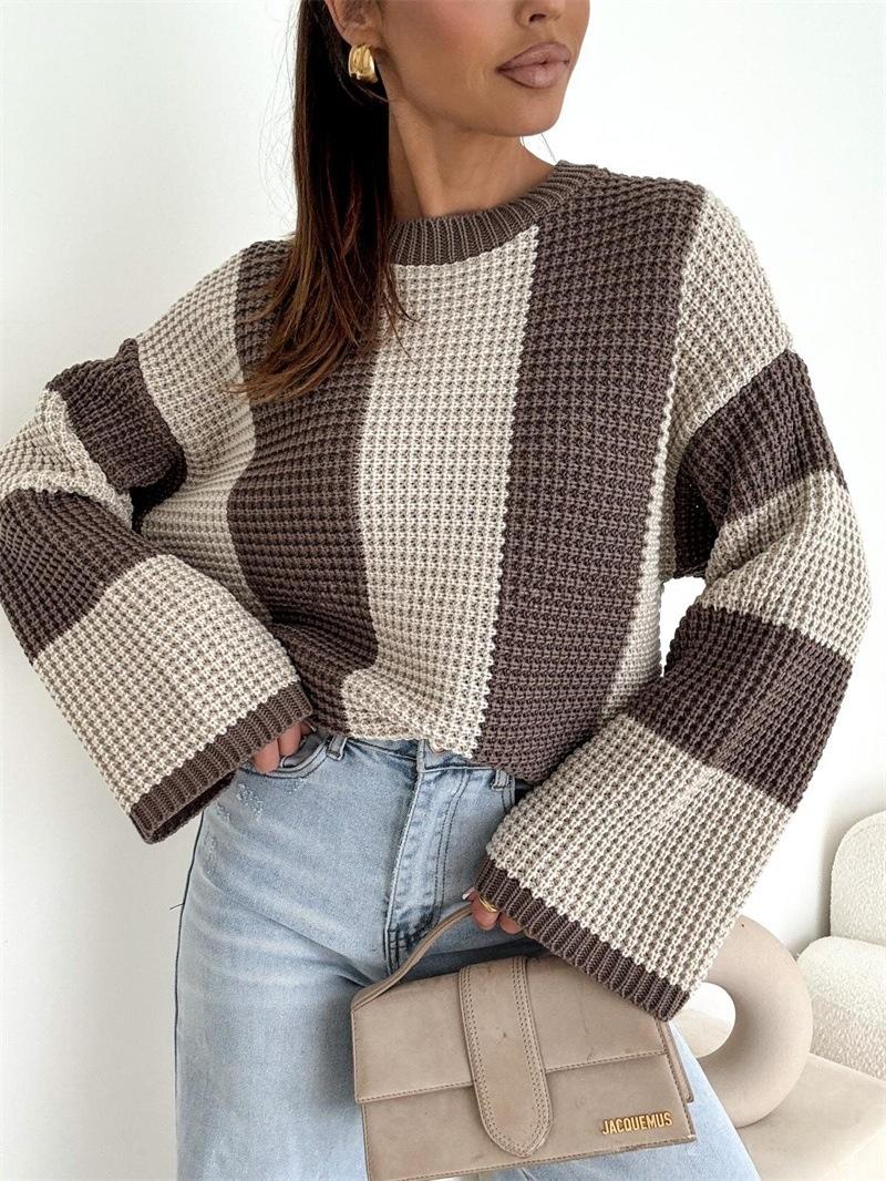 Long-sleeved Multi-color Pullover Sweater