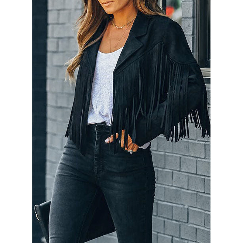 Casual Lapel Tassel Short Jacket