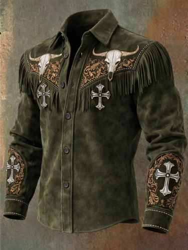 Western Denim Fringe Long Sleeve Jacket