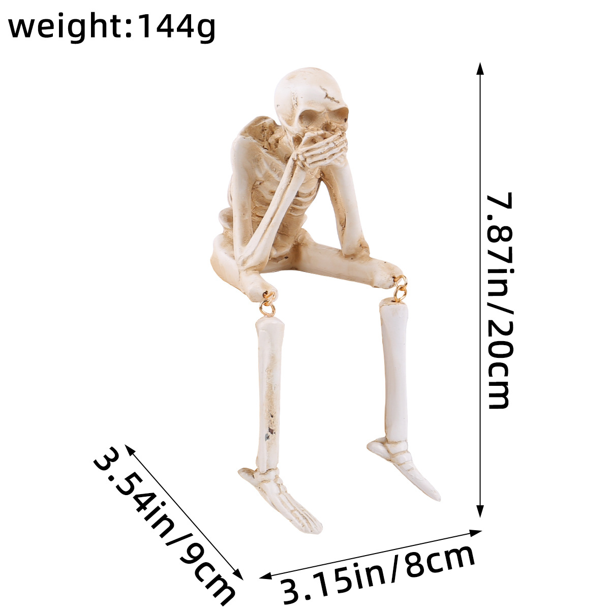 Resin Halloween Skull Decorative Figurine - Skeleton Craft Decorative Item