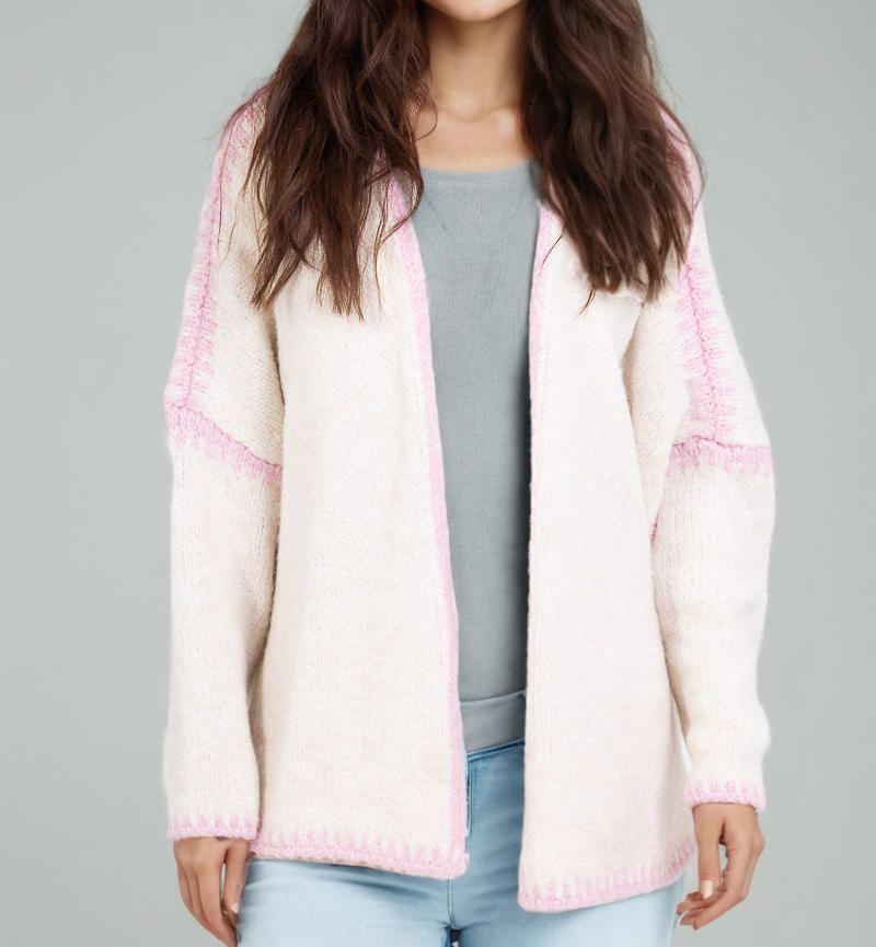 Nordic Style Thick Needle Woolen Knitted Solid Color Loose Cardigan Sweater Jacket