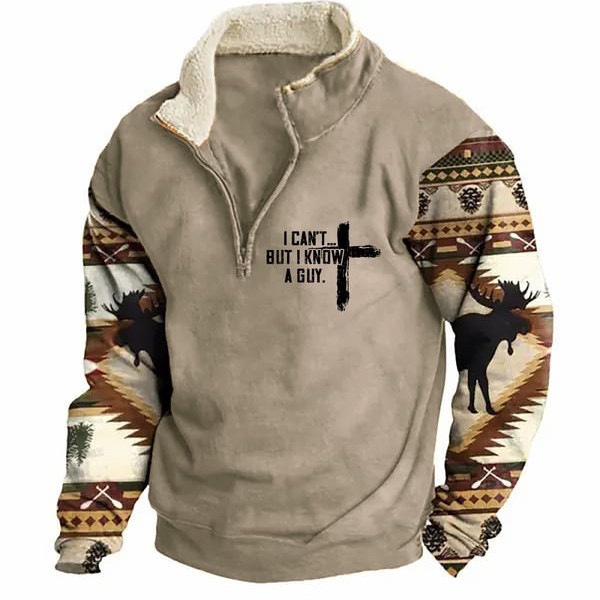 Vintage Western Moose Elegant Printed Long Sleeve Casual Jacket