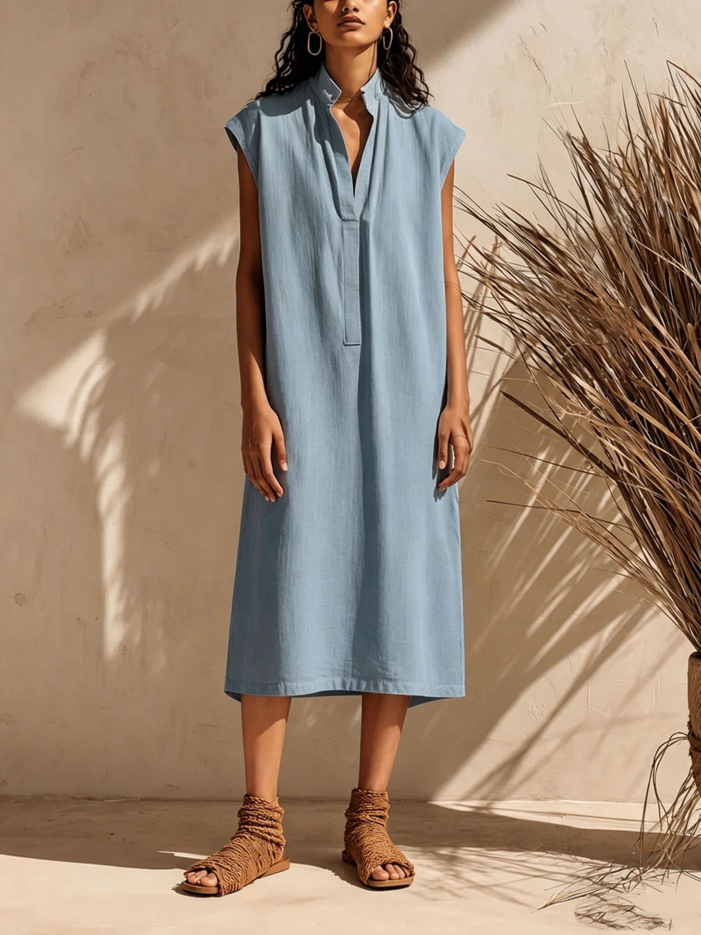 Elegant V Neck Casual Pocket Dress