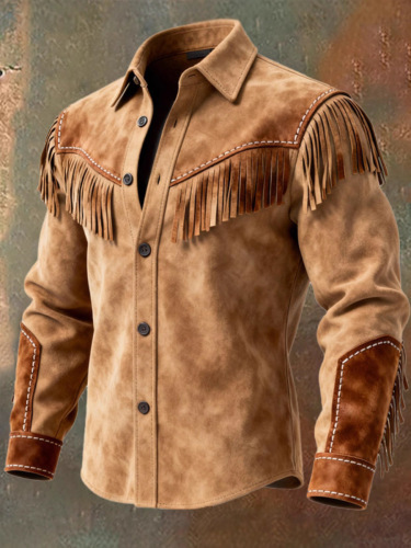 Western Denim Fringe Long Sleeve Jacket