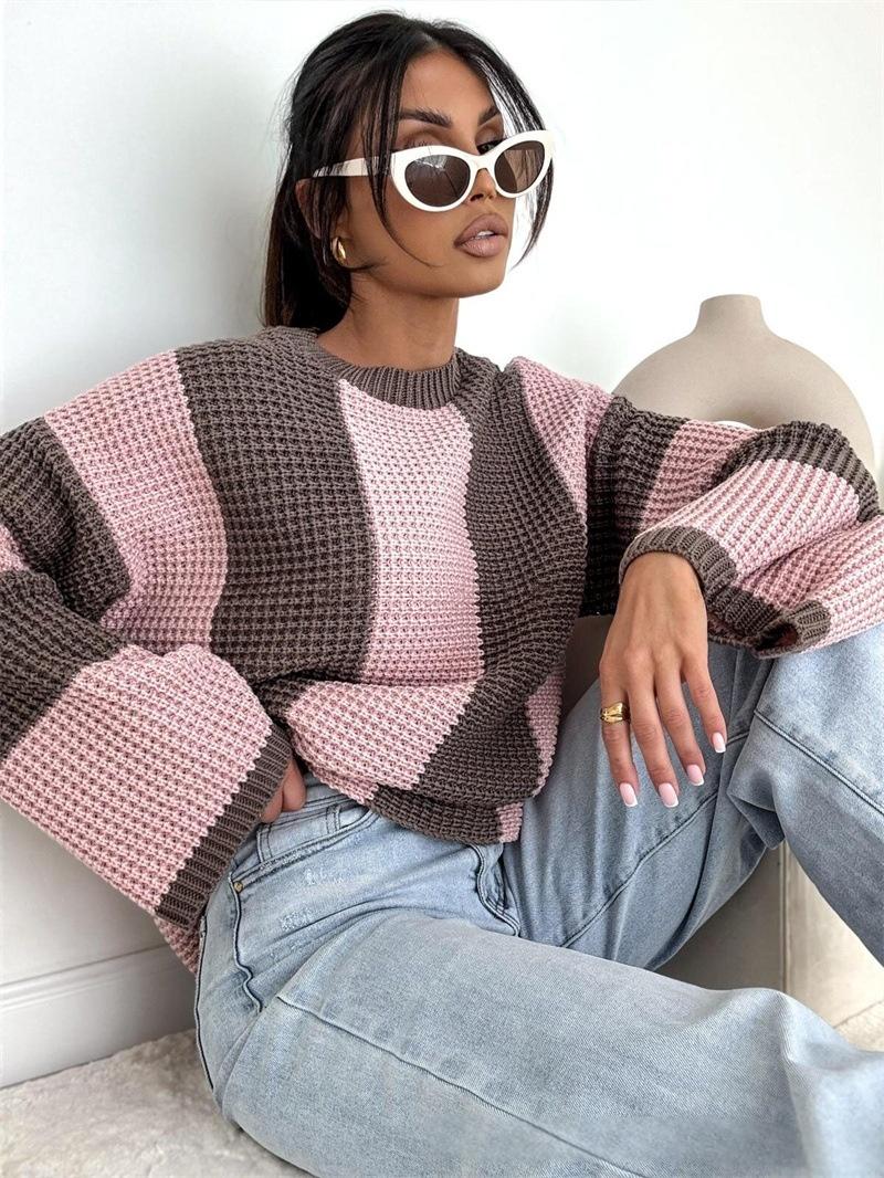 Long-sleeved Multi-color Pullover Sweater