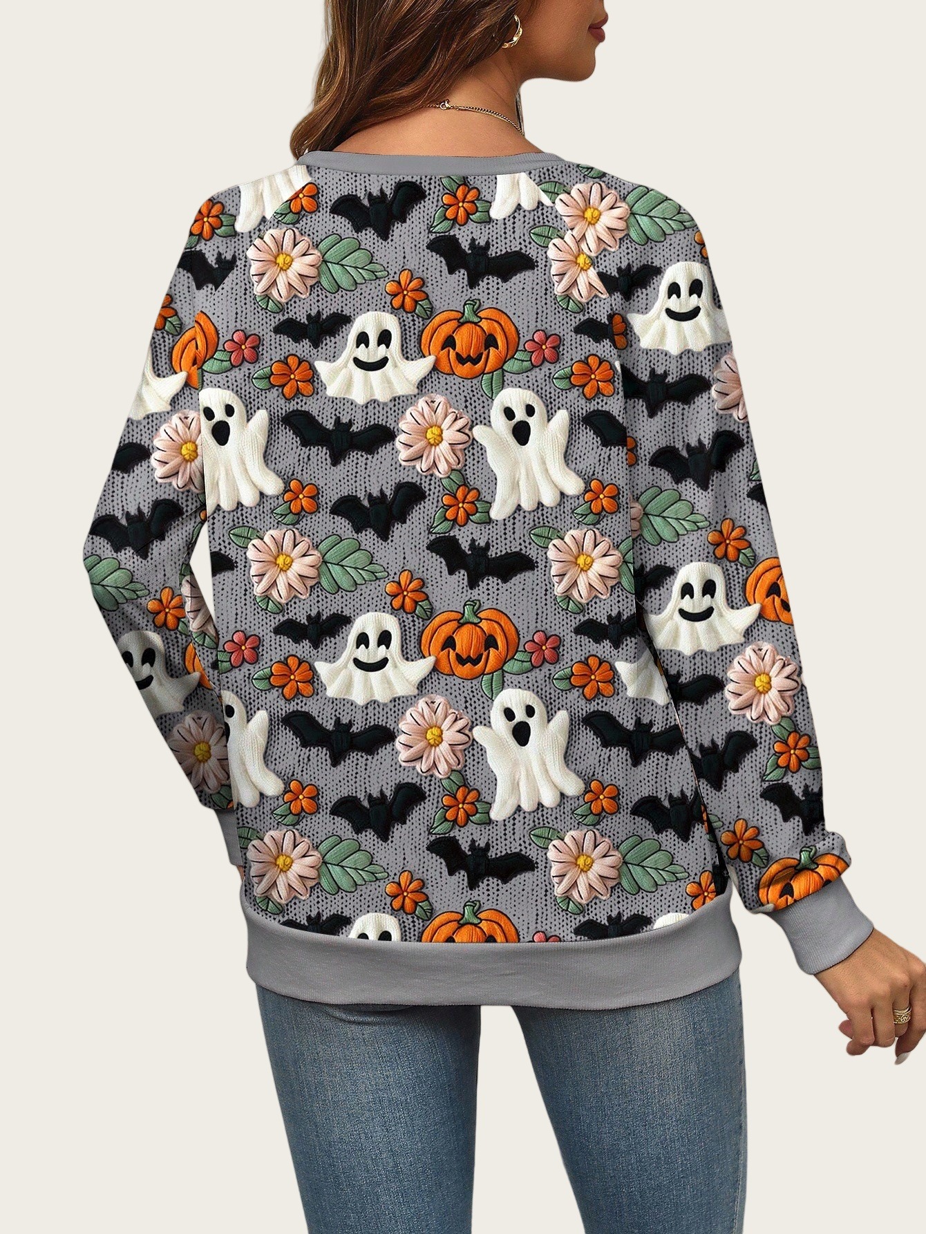 Halloween Women's Ghost Pumpkin Halloween Sweatshirt